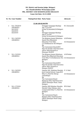 Prl. District and Session Judge, Belagavi. Sri. Chandrashekhar Mrutyunjaya Joshi PRL