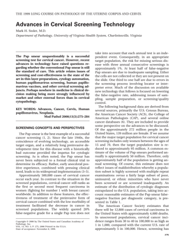 Advances in Cervical Screening Technology Mark H