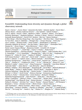 Forestgeo: Understanding Forest Diversity and Dynamics Through a Global Observatory Network