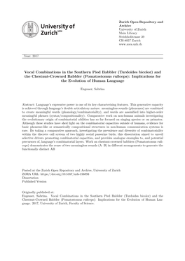 Vocal Combinations in the Southern Pied Babbler (Turdoides Bicolor