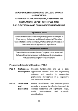 Mepco Schlenk Engineering College, Sivakasi (Autonomous) Affiliated to Anna University, Chennai 600 025 Regulations: Mepco - R2013 (Full Time) B