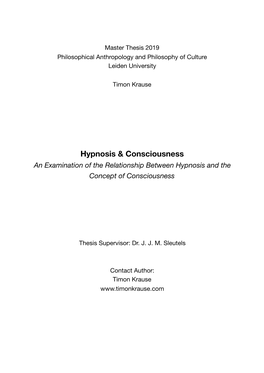 Hypnosis & Consciousness