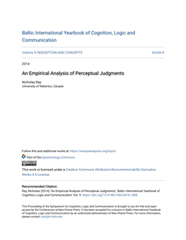 An Empirical Analysis of Perceptual Judgments