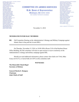 1 November 11, 2014 MEMORANDUM for HASC