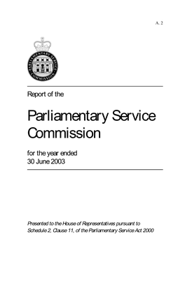 Parliamentary Service Commission for the Year Ended 30 June 2003