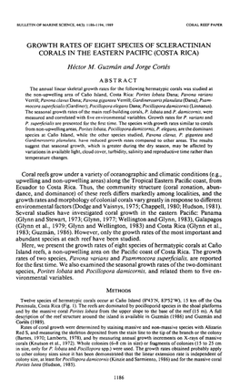 Growth Rates of Eight Species of Scleractinian Corals in the Eastern Pacific (Costa Rica)