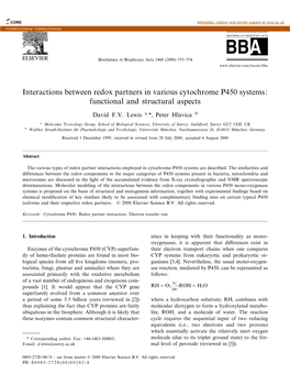 Interactions Between Redox Partners in Various Cytochrome P450 Systems: Functional and Structural Aspects