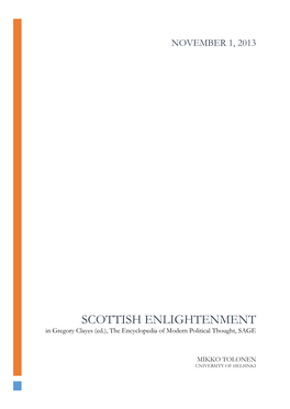 SCOTTISH ENLIGHTENMENT in Gregory Clayes (Ed.), the Encyclopedia of Modern Political Thought, SAGE