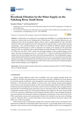 Riverbank Filtration for the Water Supply on the Nakdong River, South Korea