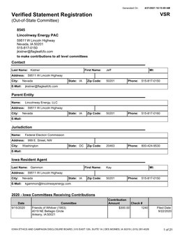 Verified Statement Registration VSR (Out-Of-State Committee)