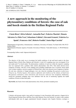 A New Approach in the Monitoring of the Phytosanitary Conditions Of