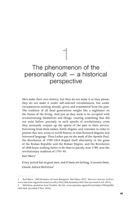 The Phenomenon of the Personality Cult — a Historical Perspective