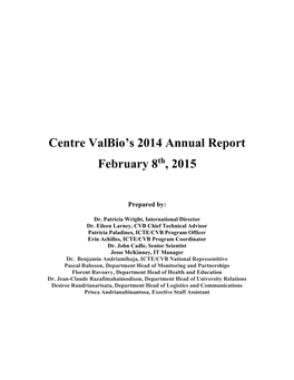 Centre Valbio's 2014 Annual Report February 8Th, 2015