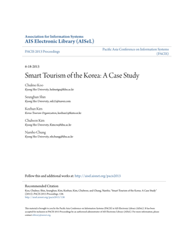 Smart Tourism of the Korea: a Case Study Chulmo Koo Kyung Hee University, Helmetgu@Khu.Ac.Kr