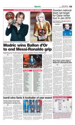 Modric Wins Ballon D'or to End Messi-Ronaldo Grip