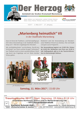 „Marienberg Heimatlich“ VII in Der Stadthalle Marienberg