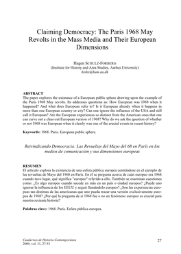 The Paris 1968 May Revolts in the Mass Media and Their European Dimensions