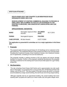 Site Plan Attached South Essex Golf and Country Club Brentwood Road Herongate Essex Cm13 3Lw Redevelopment of Existing Commercia