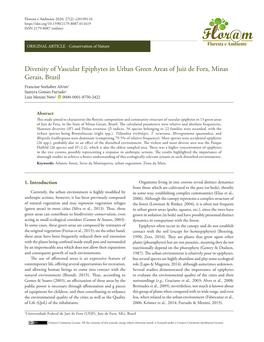 Diversity of Vascular Epiphytes in Urban Green Areas of Juiz De Fora, Minas Gerais, Brazil