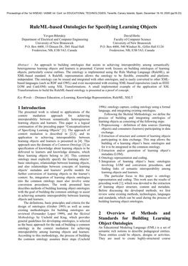 Ruleml-Based Ontologies for Specifying Learning Objects