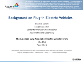 Background on Plug-In Electric Vehicles