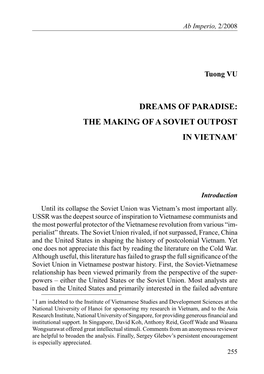 Dreams of Paradise: the Making of a Soviet Outpost in Vietnam*