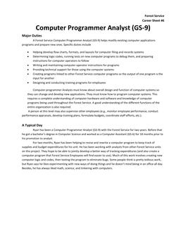 Computer Programmer Analyst (GS-9)