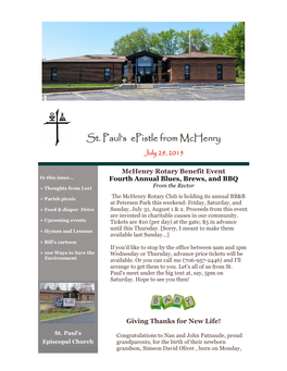 St. Paul's Epistle from Mchenry July 29, 2015