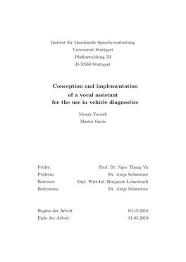 Conception and Implementation of a Vocal Assistant for the Use in Vehicle Diagnostics