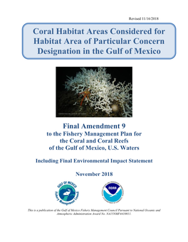 Coral Amendment 9 Final Environmental Impact Statement (Feis)