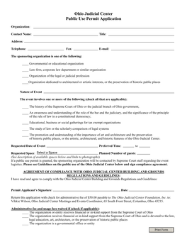 Ohio Judicial Center Public Use Permit Application