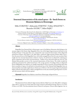 Structural Characteristics of the Mixed Spruce - Fir - Beech Forests on Mountain Bjelasica in Montenegro