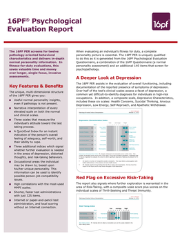 16PF® Psychological Evaluation Report