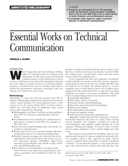 Essential Works on Technical Communication