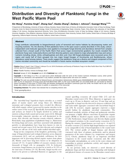 Distribution and Diversity of Planktonic Fungi in the West Pacific Warm Pool