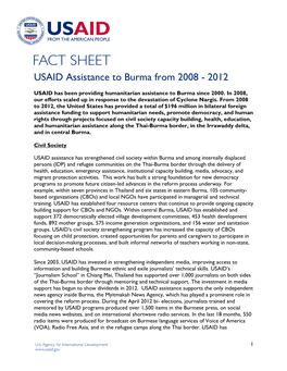 Fact Sheet: USAID Assistance to Burma from 2008