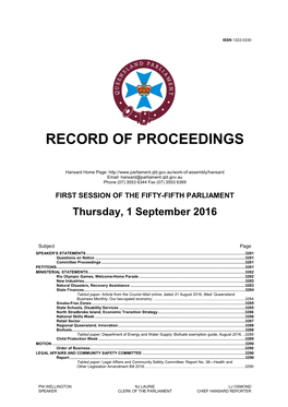 Record of Proceedings