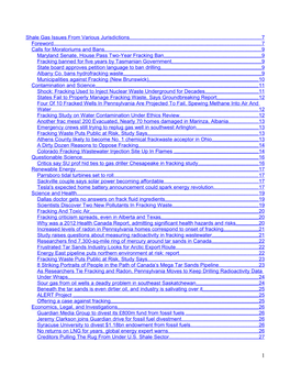 Shale Gas Issues from Various Jurisdictions