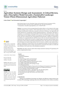 Agrivoltaic Systems Design and Assessment: a Critical Review, and a Descriptive Model Towards a Sustainable Landscape Vision (Three-Dimensional Agrivoltaic Patterns)