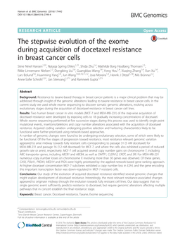 The Stepwise Evolution of the Exome During Acquisition of Docetaxel