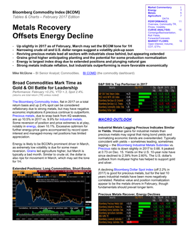 Metals Recovery Offsets Energy Decline