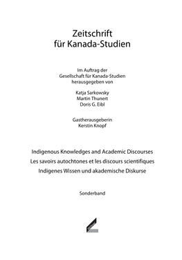 Zeitschrift Für Kanada-Studien