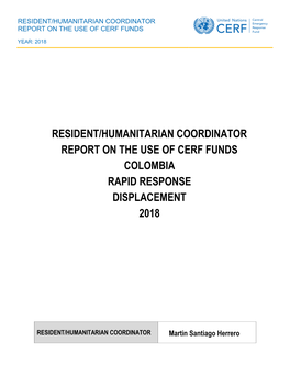 Resident/Humanitarian Coordinator Report on the Use of Cerf Funds