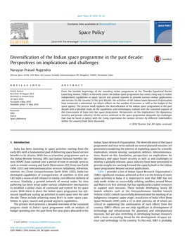 Diversification of the Indian Space Programme in the Past Decade