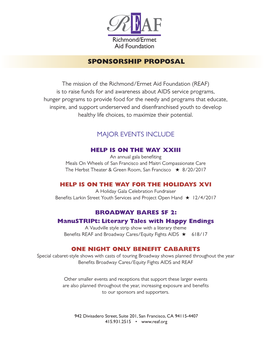 Major Events Include Sponsorship Proposal