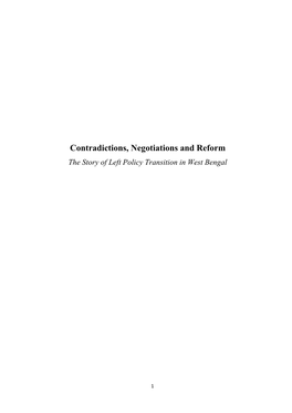 Contradictions, Negotiations and Reform the Story of Left Policy Transition in West Bengal