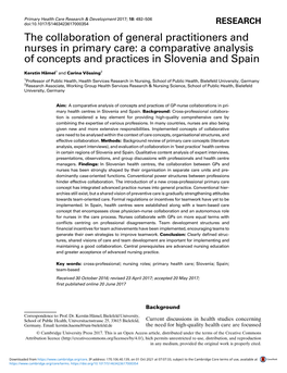 The Collaboration of General Practitioners and Nurses in Primary Care: a Comparative Analysis of Concepts and Practices in Slovenia and Spain