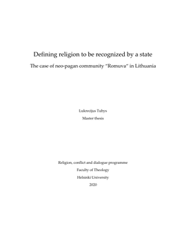 Defining Religion to Be Recognized by a State