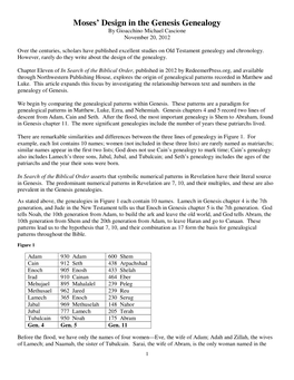 Moses' Design in the Genesis Genealogy