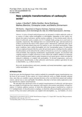 New Catalytic Transformations of Carboxylic Acids*